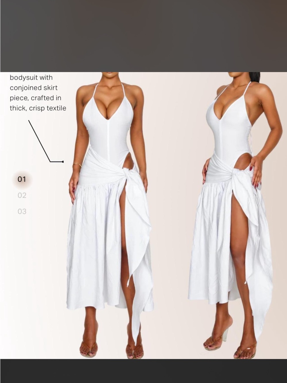 Elegant White Backless Maxi Dress with Side Tie
